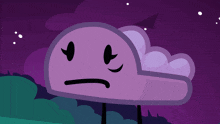a cartoon drawing of a cloud with a sad face on it