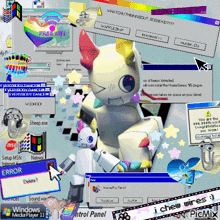 a collage of computer screens including one that says ' i chew wires '