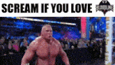 a picture of a wrestler with the words scream if you love bloodline below him