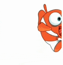 a cartoon clown fish with a hat on is swimming in the water .