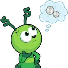 a cartoon character with the word rip on top of his head