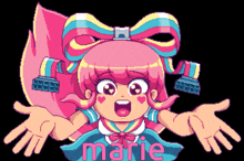 a pixel art drawing of a girl with the name marie on it