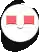 a pixel art illustration of a panda with red eyes and a smile .