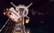 a lucky 88 sign is lit up at night