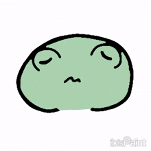 a drawing of a green frog with the word ibispaint below it