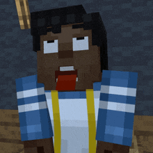 a minecraft character with a blue and white striped shirt