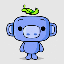 a cartoon character with a leaf on its head