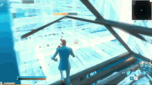 a man in a suit is playing a video game on a computer screen .