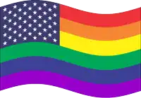 a rainbow flag with the american flag on it