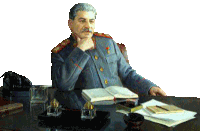a man with a mustache is sitting at a desk with a book