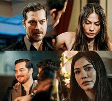 a man and a woman are shown in a collage