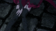 a girl in a black and red dress with a k on her shirt