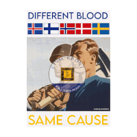a poster that says different blood same cause with a picture of two men