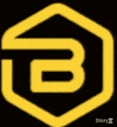 a yellow hexagon with a letter b inside of it .