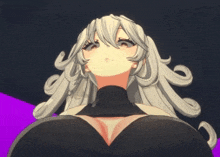 a cartoon drawing of a woman with a very large breast