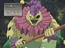 a cartoon drawing of a clown with the number 1755 on the bottom