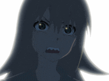 a close up of a girl 's face with a surprised expression