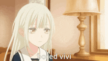 a cartoon of a girl with the words bored vivi written on the bottom