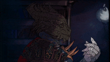 a drawing of a dragon in a dark room with a light behind it