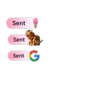 a dog is sitting next to an ice cream cone with the words sent sent sent and sent g on it .