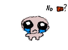 a pixel art drawing of a skull with tears in his eyes and the words " no " below