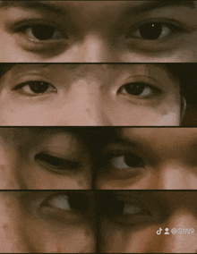 a close up of a person 's eyes with the hashtag s1n9 on the bottom