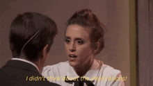 a woman talking to a man with the words i did n't think about the implications