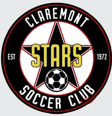 clarement stars soccer club logo with a soccer ball in the center