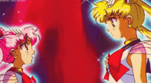 sailor moon and chibi moon are standing next to each other in a cartoon