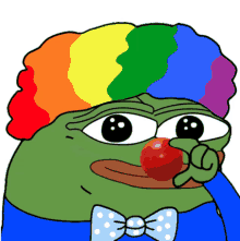 clown pepe the frog red nose press nose rainbow hair