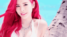 써니 미소 빨강 머리 빨간 염색 파티 소녀시대 GIF - Sunny Smile Red GIFs