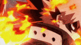 a close up of a person with fire coming out of their face