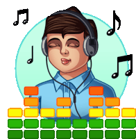 Adarsh With Headphones On Sticker - Adarsh World Music Lover Musical Notes Stickers
