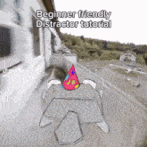 a drawing of a person wearing a party hat with the words beginner friendly distractor tutorial below it