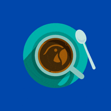 a cup of coffee with a spoon and the words coffee break below it