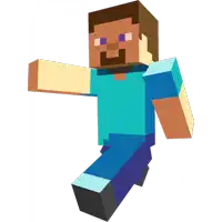 a minecraft character with a beard and blue shirt