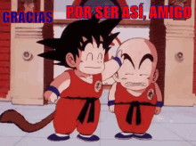 Goku Le Da Las Gracias A Krilin GIF - Gracias Por Tu Amistad Amigos Calvo GIFs