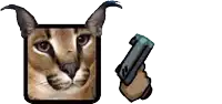 a pixel art of a cat holding a gun