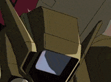 a close up of a robot with a blue light coming out of it 's head