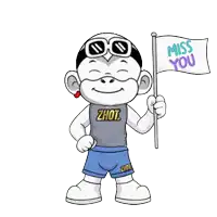 a cartoon character wearing a shirt that says ' zhou ' on it