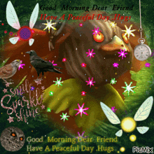 a good morning dear friend have a peaceful day hugs greeting card