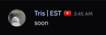 a black background with a picture of a dog and the name tris on it