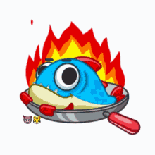 This Is Fine Cute Blue Fish GIF - This Is Fine Cute Blue Fish Out Of The Fryingpan Into The Fire GIFs