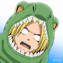 a cartoon of a person wearing a dinosaur costume with netflix written on the bottom right