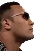 a man wearing sunglasses is looking up .