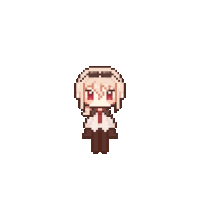 a pixel art drawing of a girl with pink hair