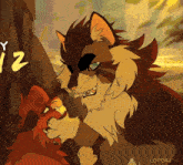 a drawing of two cats with the name loporiae on the bottom right