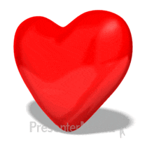 a red heart with a shadow is displayed on a white background