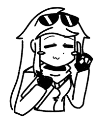 a black and white drawing of a girl wearing sunglasses and giving a thumbs up sign .