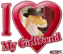 a picture of a dinosaur in a cowboy hat with the words i love my girlfriend